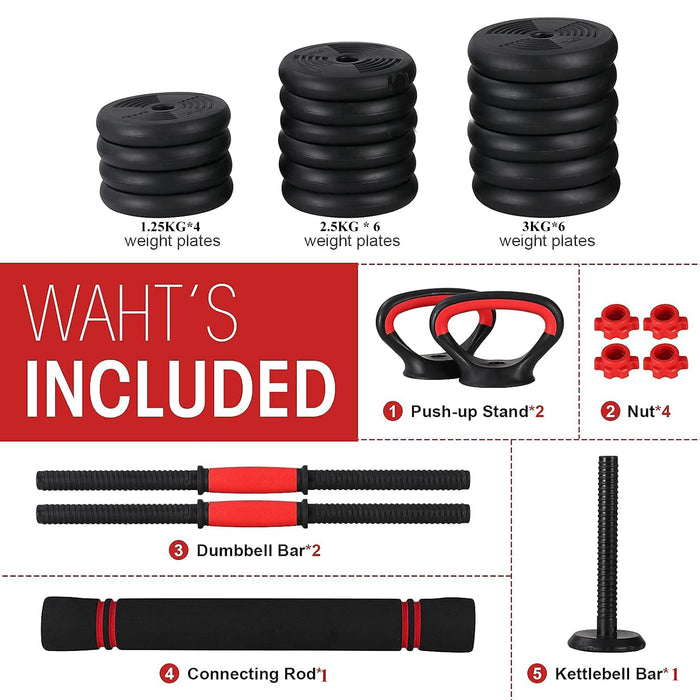 4 in 1 Adjustable Dumbbell Kettlebell Set