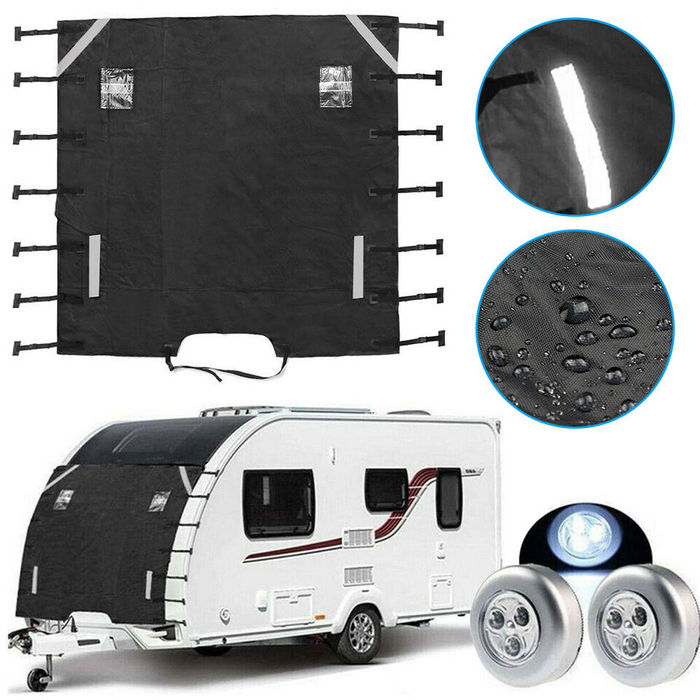 600D Caravan Front Towing Cover with Reflective Strips & LED Light Covers