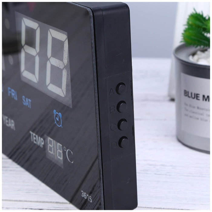 36CM Large LED Wall Desk Clock With Calendar Temperature