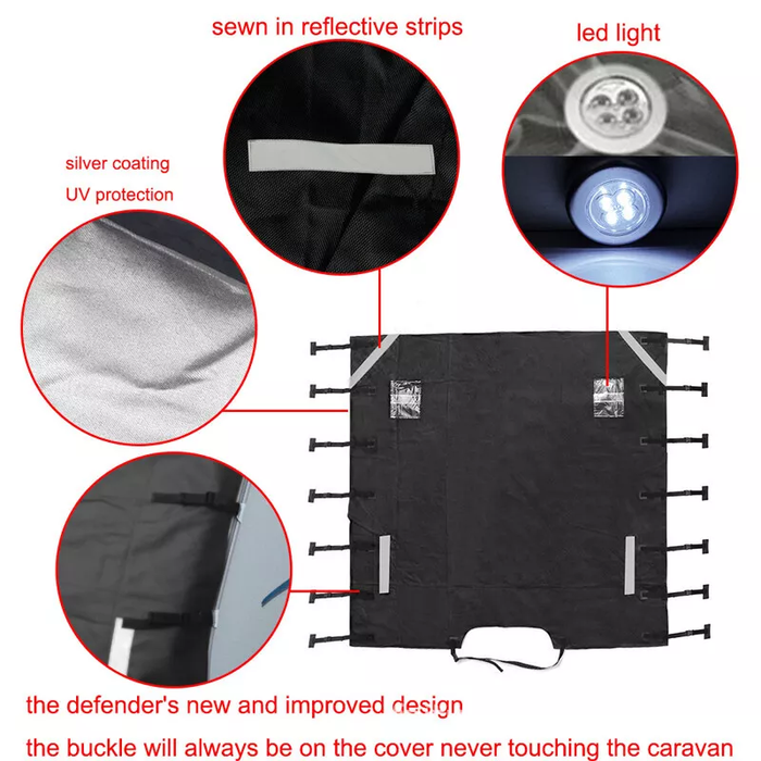 600D Caravan Front Towing Cover with Reflective Strips & LED Light Covers
