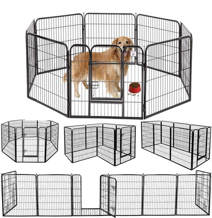 8 Panel Pet Playpen Dog Exercise Pen Fence Metal Exercise Barrier 100cm