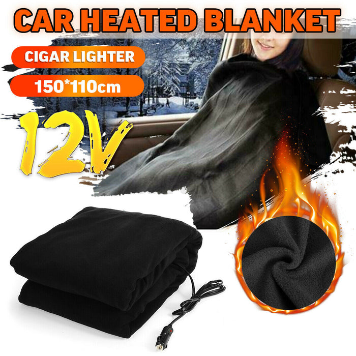 Car Blanket Auto Heated 12 Volt Dc Travel Rug Soft Caravan Fleece Electric Throw