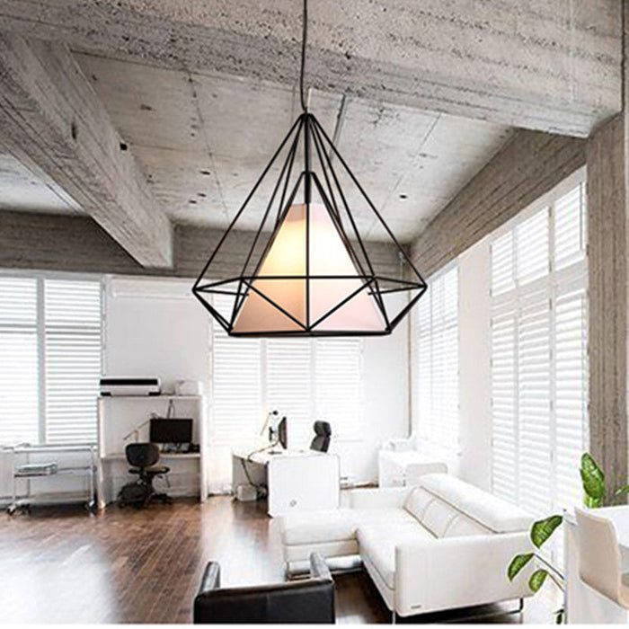Pendant Hanging Light Lampshade Metal Diamond Black