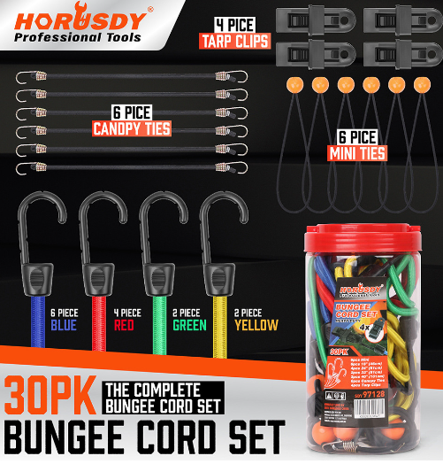 Horusdy 30PCS Premium Bungee Cords