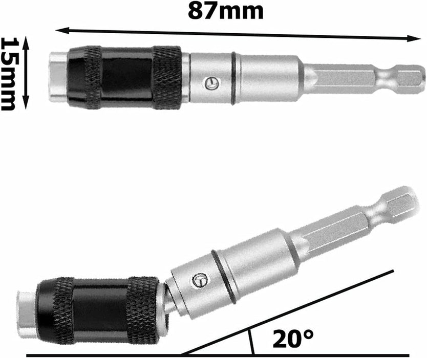 2PCS Magnetic Pivot Drill Bit Holder Steel Impact Pivoting Swivel Screw Drill Bits