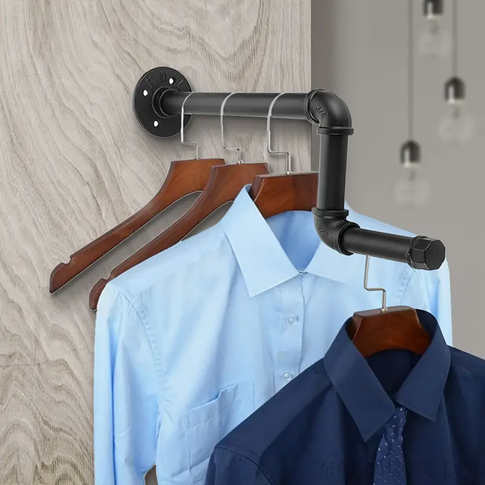 Wall Mount Pipe Racking Wall Mounted Industrial Pipe Clothes Rack — Off The Back