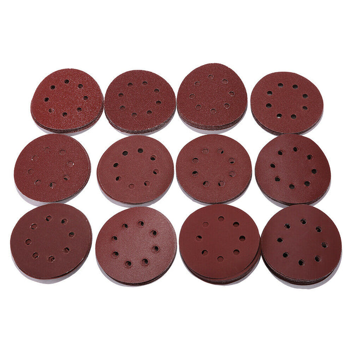 160PCS Sanding Discs 40-800 Grit Pads 125mm Hook&Loop 8 Hole Orbital Sandpaper