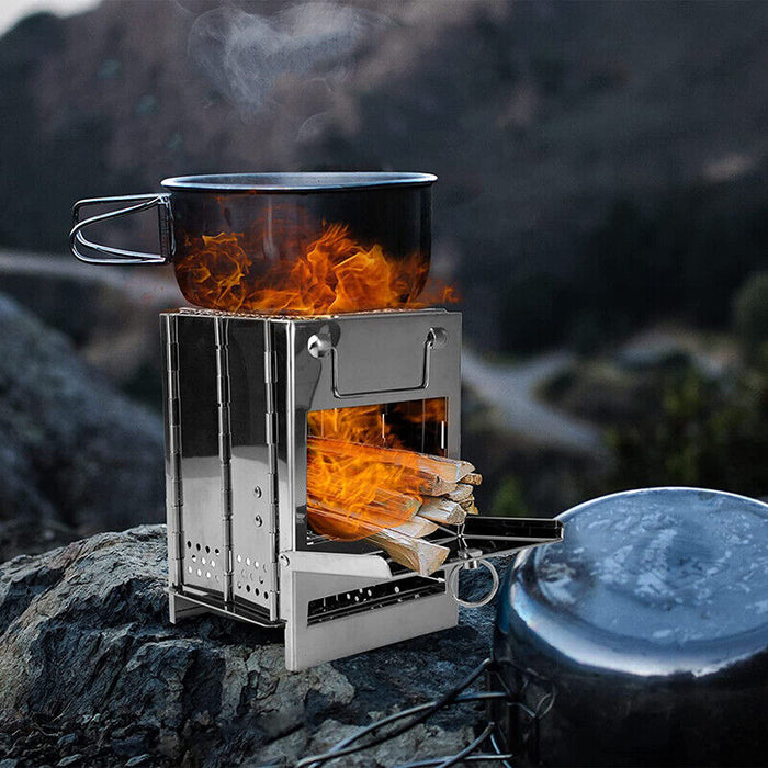 20x20x35cm Camping Stove Camp Wood BBQ Grill