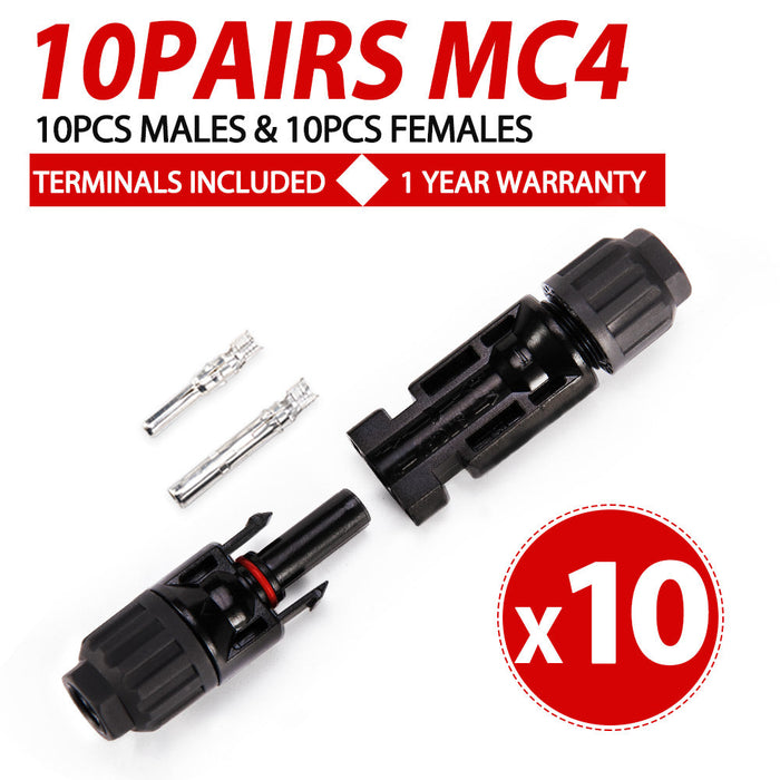 10 Pairs MC4 Connectors Solar Panel 30A Line Plug Socket Male Female PV IP67