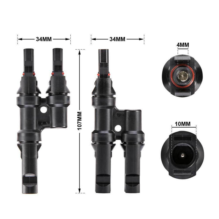 2 To 1 T Branch Cable Connectors PV Solar Panel Connector Male and Female