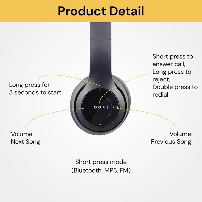 Wireless Bluetooth Over-Ear Headphones with Noise Cancelling & Deep Bass