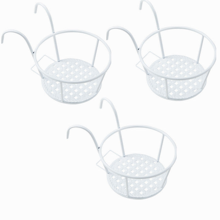 3pcs White Flower Plant Rack Holder Balcony Stand Metal