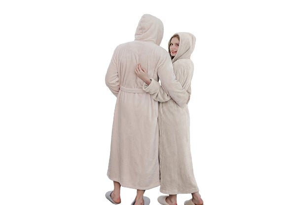 Flannel Adult Hooded Long Bathrobe