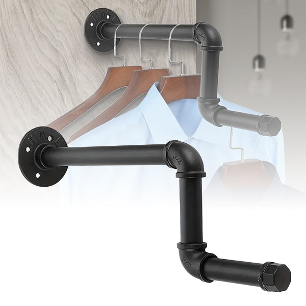 Wall Mount Pipe Racking Wall Mounted Industrial Pipe Clothes Rack — Off The Back