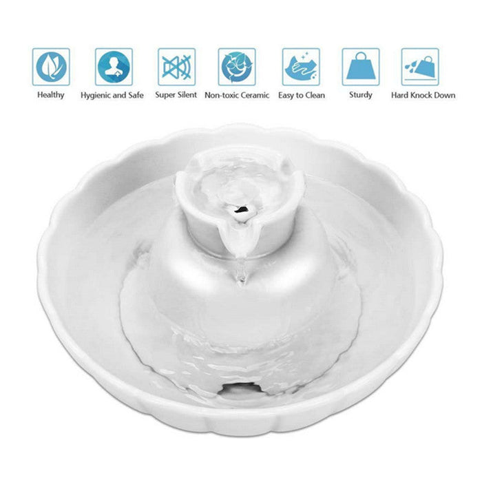 Ceramic Pet Water Fountain 2.1L for Cats & Dogs