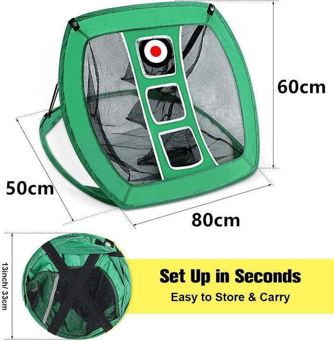 Golf Practice Net Hitting Net Golf Chipping Net Kit - Net + Balls + Mats