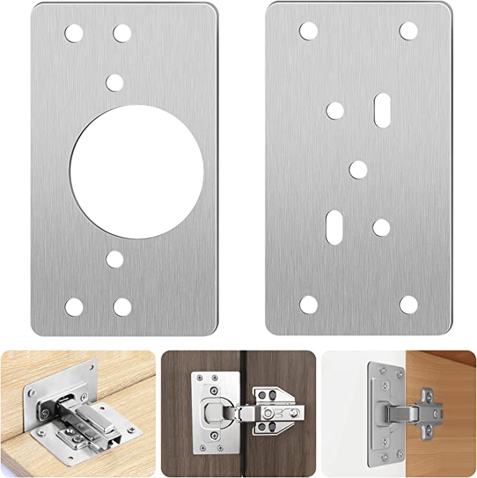 8PCS Cabinet Door Hinge Repair Plate with Screws