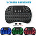Black wireless keyboard with 3 color backlight options on a white background