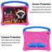 Pink and blue tablet case with screen and camera protection features on a white background