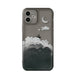 Phone case with cloud and moon design on a white background