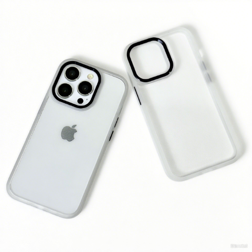 Two phone cases, one with an Apple logo, on a white background