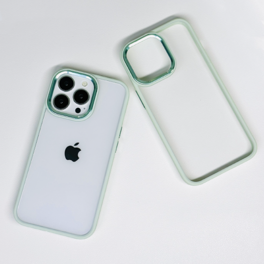 Phone case with Apple logo on a light gray background