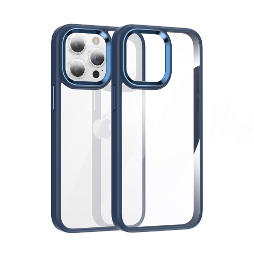 Navy Blue phone case with clear back on a white background