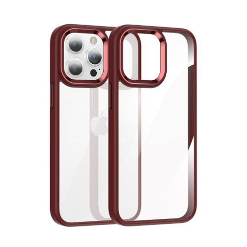 Phone case with red border and clear back on a white background