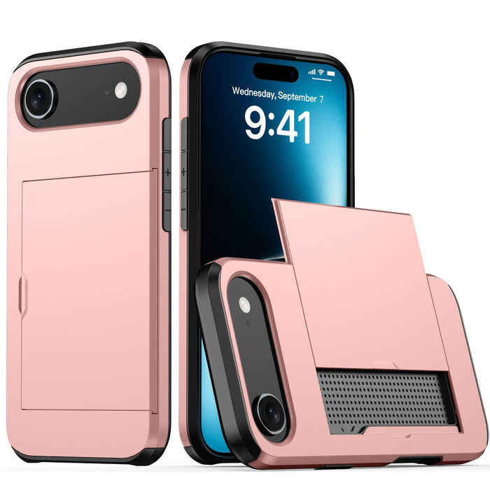 Phone case with stand and card holder on a white background