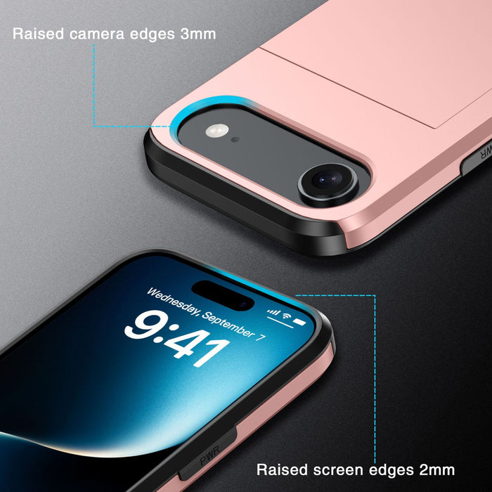 Phone case with raised camera and screen edges on a dark background
