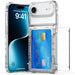 Clear phone case with card holder feature on a white background