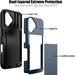 Phone case with dual-layered design featuring hard PC and soft TPU components.