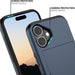 Phone case with screen and camera protection features labeled