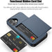 Phone case with a hidden card slot and two credit cards displayed.
