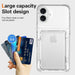 Clear phone case with card slots held by a hand, displaying 'Large capacity Slot design' text.