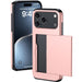 Smartphone with a pink case on a white background