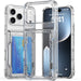 Clear phone case with card holder on a white background