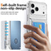 Clear phone case with non-slip design, showing a hand holding a phone with a card in the slot.