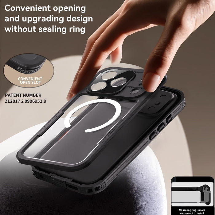 Phone case with convenient opening design, hand holding it, and text about patent number.