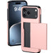 Smartphone with a pink case on a white background