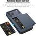Phone case with a hidden card slot feature, showing a card being inserted.