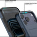 Phone case with raised bezels for screen and camera protection on a white background