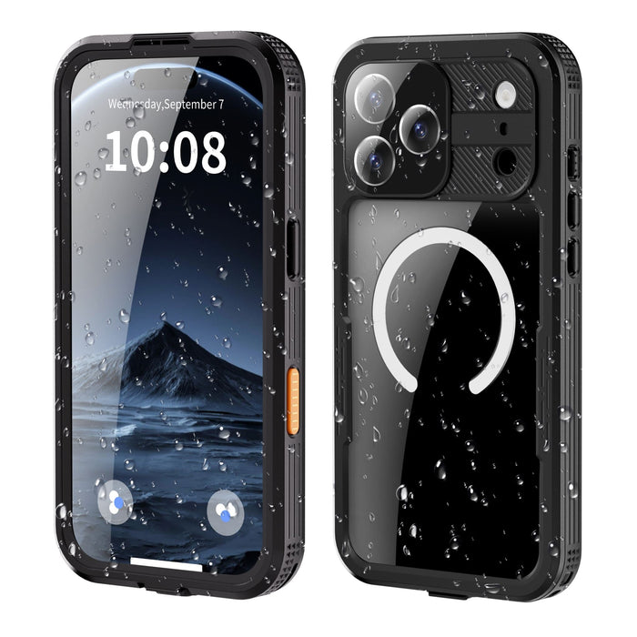 Phone case with water droplets on a white background