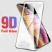 Smartphone with a 9D full glue screen protector on a white background