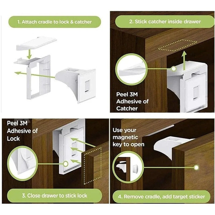 12 Locks 3 Keys Magnetic Baby Kids Safety Lock