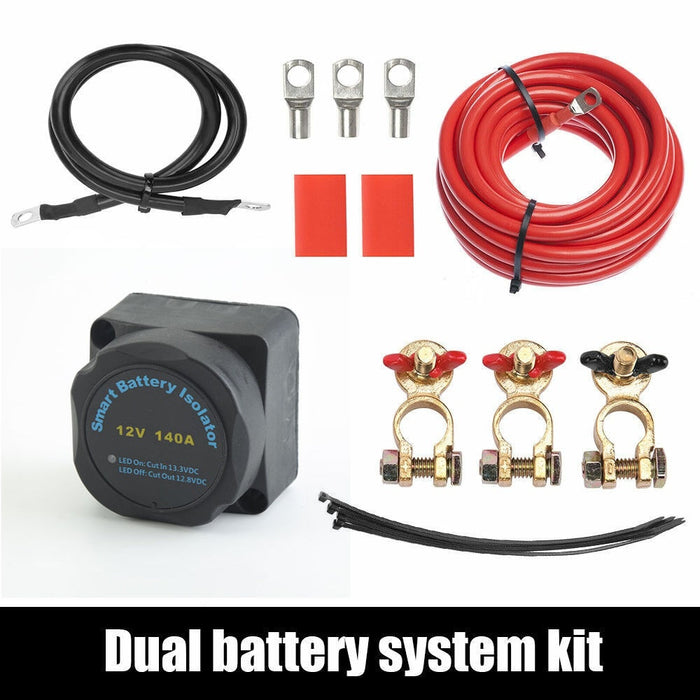 12V Dual Battery System Kit 140A Smart Isolator Cable Charger Wiring Tool Truck
