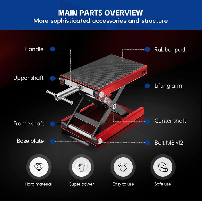 Motorcycle Scissor Lift Jack - Red