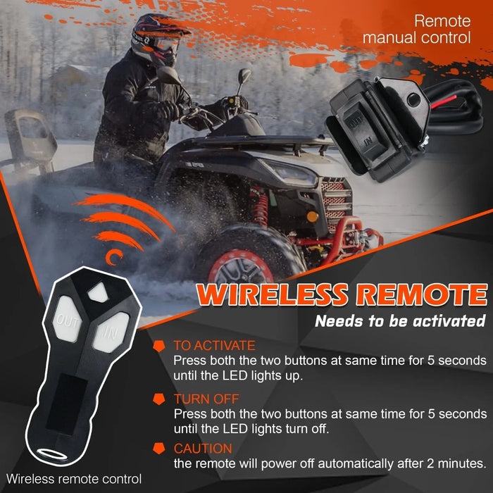 X-BULL Electric Winch 4500LBS/2041kg 12V Synthetic Rope Wireless Remotes ATV UTV Electric Winch
