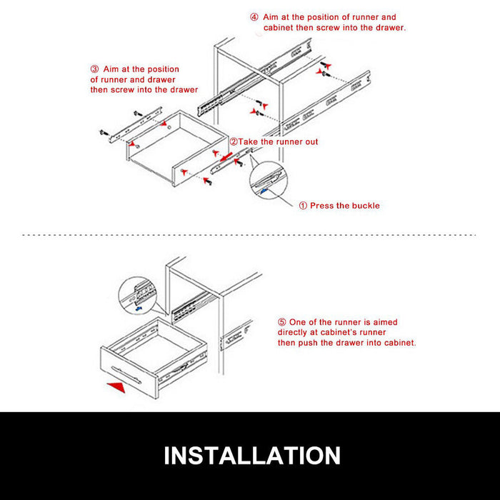 50kg Locking Drawer Slides / Runners 1000mm 4wd Trailer Fridge Draw