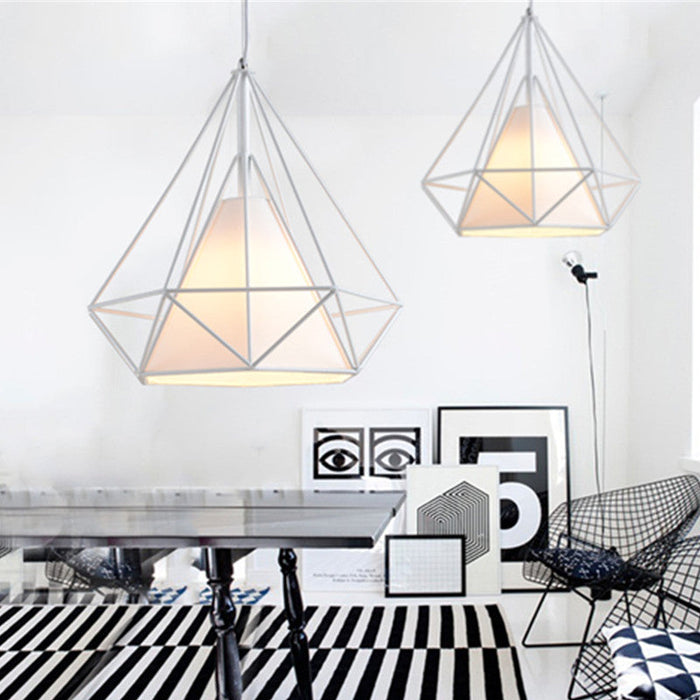 38CM Pendant Hanging Light Lampshade Metal Diamond White